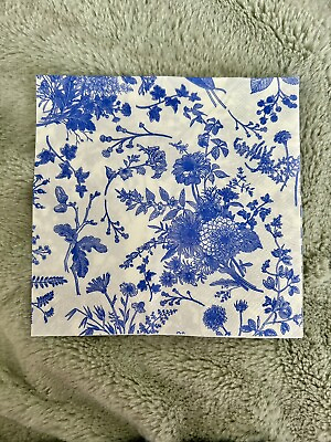 #ad 2 Blue And White Floral Paper Napkins.