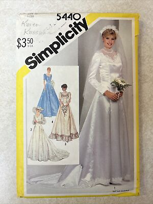 #ad 5440 Vintage Simplicity Sewing Pattern Misses Wedding Dress Bridesmaids Gown
