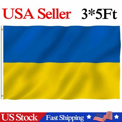 #ad 3x5 Ukraine Flag Ukrainian FLAG House Banner 5X3 Grommets 100D USA STOCK NPL