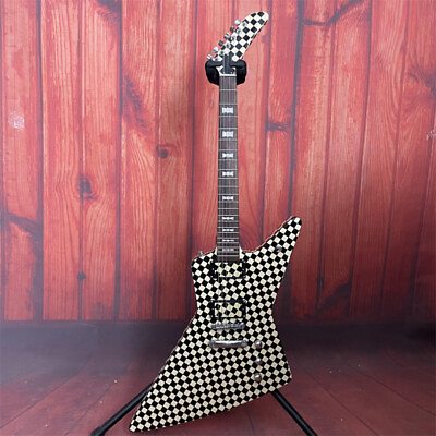 #ad Custom Cream Checkerboard Electric Guitar Explorer HH Pickup Rosewood Fretboard
