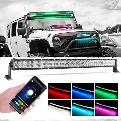 #ad AUXBEAM 42quot;inch Curved 5D RGBW LED Work Light Bar 240W Offroad Driving Lamp 40quot;