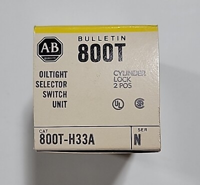 #ad Allen Bradley 800T H33A 2 Position Key Selector Switch Maintain Key Removal