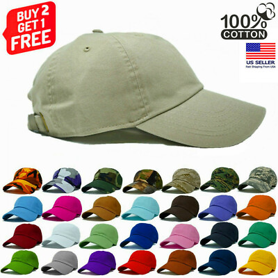 #ad Plain Adjustable Military Solid Washed Cotton Polo Style Baseball Cap Dad Hat