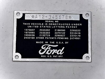 #ad Stamped Ford data plate
