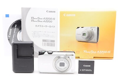 #ad TOP MINT BOX Canon PowerShot A3200 IS Silver 14.1MP Digital Camera from JAPAN