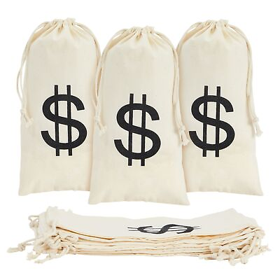 #ad 12 Pack Money Bag Pouch with Drawstring Closure and Dollar Sign Symbol 4.7quot;x9quot;