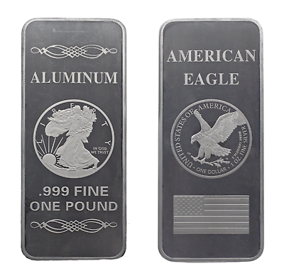 #ad 1 POUND LB OZ Fine 999 Pure Walking Liberty American Eagle Bar Silver Aluminum