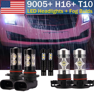 6x White LED For 2007 14 Cadillac Escalade Fog Driving DRL Light Bulbs Combo Kit