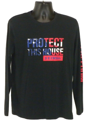 #ad Under Armour Mens T shirt Medium Black Loose Fit Long Sleeve Protect This House