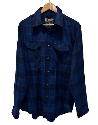 #ad Dixxon Mens Size L Limited Edition Form amp; Function Blue Plaid Button Front Shirt