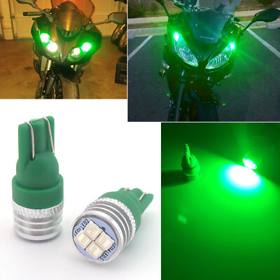 #ad Bright Green Motorcycle 168 W5W LED Position Parking City Lights 2825 194 Bulbs