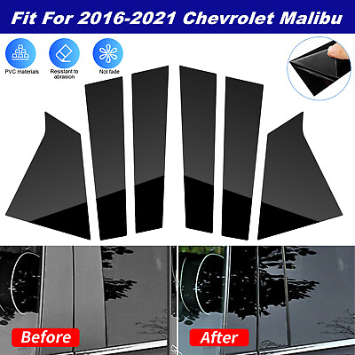 #ad For 2016 2021 Chevrolet Malibu Door Trim Pillar Posts Black Cover Decorations