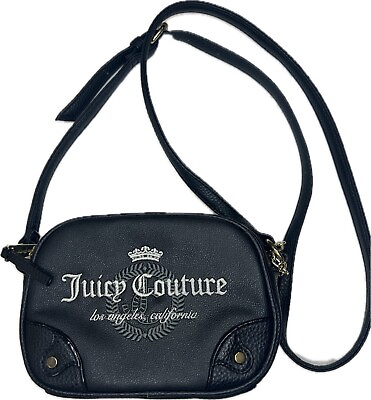 #ad Juicy Couture Crossbody Bag Black Mini Gold Color Hardware Chain Los Angeles