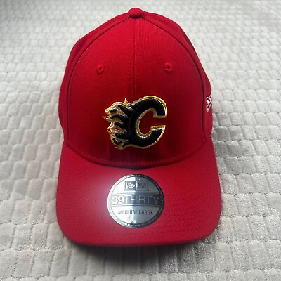 #ad Calgary Flames Men#x27;s 39 Thirty New Era Hat NH Patch Black Hockey Medium Large