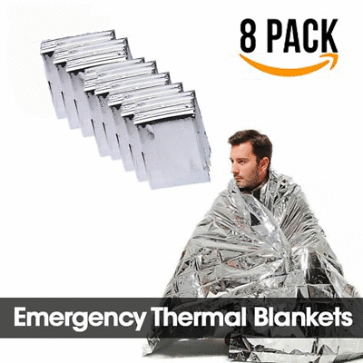 8 Pack Emergency BLANKET Thermal Survival Safety Insulating Mylar Heat 84quot; X52quot;