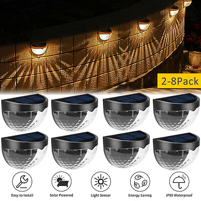 2 8 Pack Outdoor Solar LED Deck Light Garden Patio Pathway Stair Step Fence Lamp