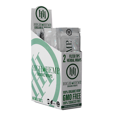 #ad High H. 50 Organic Wrap Rolling Paper Vegan Original Full Box 25 Pouch of 2 ct