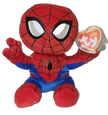 #ad TY Beanie Baby SPIDER MAN NEW Soft Plushy Version Marvel Stuffed Plush Toy NWT