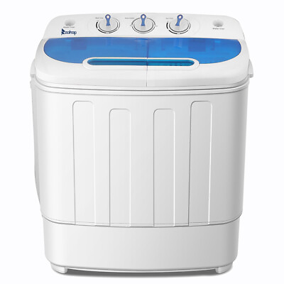 #ad Compact 13Lbs Twin Tub Washing Machine US Standard White Blue Built in Drain