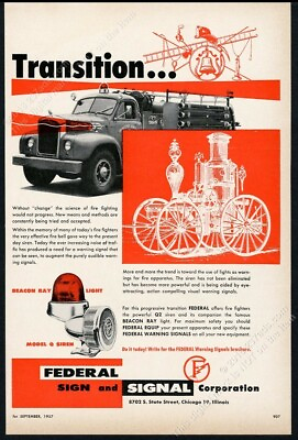 1957 Princeton Junction New Jersey fire engine truck pic Federal light siren ad