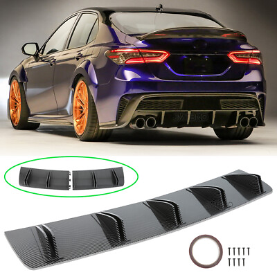 #ad For Toyota Camry Rear Lip Bumper Diffuser Spoiler Shark 5 Fins Carbon Fiber Look