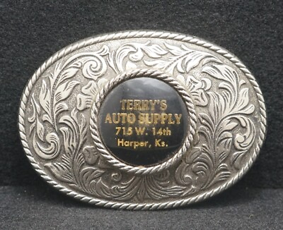 #ad WA01166 COOL VINTAGE 1970s ***TERRY#x27;S AUTO SUPPLY*** BELT BUCKLE