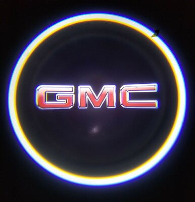 2PCS GMC LED Rechargeable Car Door Projector Shadow Laser Light Logo Universal