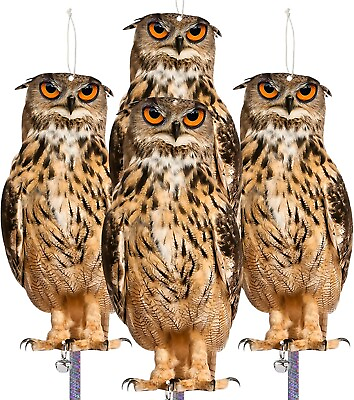 #ad #ad Owl to Keep Birds Away 4 Pack Bird Scare Owl Fake Owl Reflective Hanging Bird