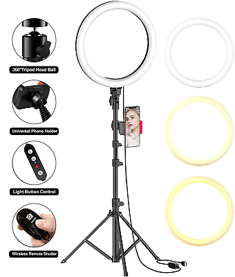 #ad #ad NEW 8 inch LED Ring Light Studio Video Selfie Makeup Live Lamp Phone Holder Kit