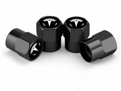 #ad 4x Black Hex Metal Alloy Tire Air Valve Stem Cap Fits Most Tesla Cars amp; SUVs