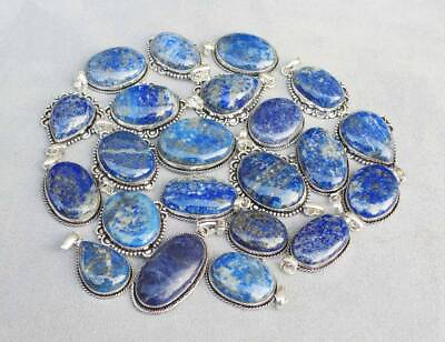 #ad Gift Her Lapis Lazuli Gemstone 925 Sterling Silver Plated Wholesale Pendants Lot