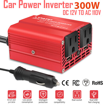 #ad 300W 600W Peak Power Inverter Car Converter DC 12V AC 110V 120V for Laptop light