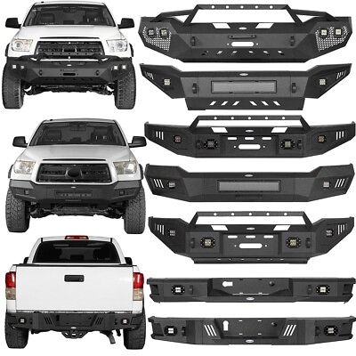 #ad Textured Steel Front Rear Bumper w LED Light amp; D ring for 2007 13 Toyota Tundra