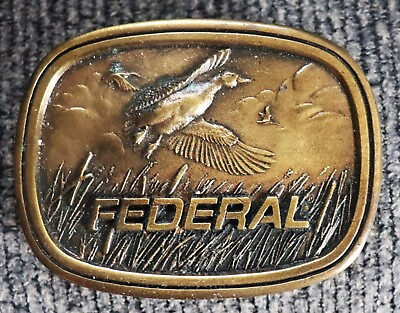 #ad #ad Vintage Indiana Metal Craft Federal Ammunition Brass Belt Buckle Duck Flying