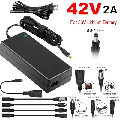#ad Universal 6 in 1 Adapter Charger For 36V Electric E bike Scooter Li ion Battery