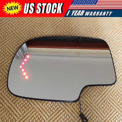 #ad Mirror Glass Heated Turn Signal Driver Side LH for 03 07 Chevrolet GMC Cadillac