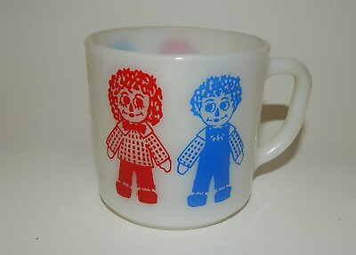 Vintage Federal White Milk Glass Raggedy Ann Andy Coffee Cup
