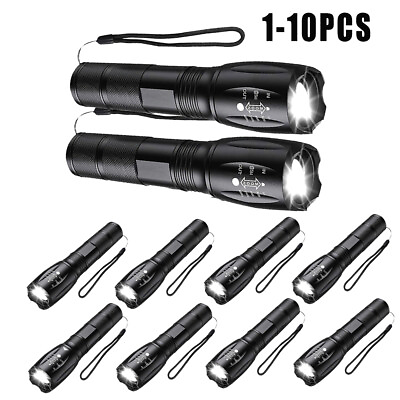 #ad #ad 1 10PCS Super Bright Tactical Military Police LED Flashlight 2000 Lumen Zoomable