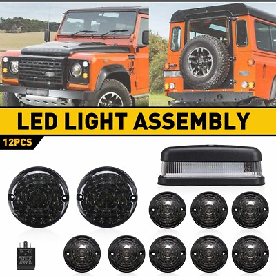 #ad Full LED Smoked Clear Lens Light Upgrade Kit For 1983 2016 Land Rover Defender