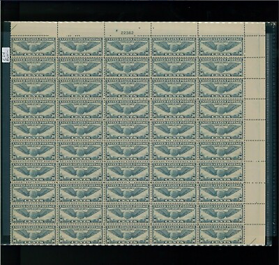 #ad 1939 United States Air Mail Postage Stamp #C24 Plate No 22382 Mint Full Sheet