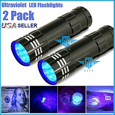 #ad #ad 2x UV Ultra Violet LED Flashlight Blacklight Light 395 NM Inspection Lamp Torch