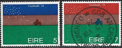 #ad 1973 Ireland Sg 332 333 World Ploughing Championships Goods Used Set of 2