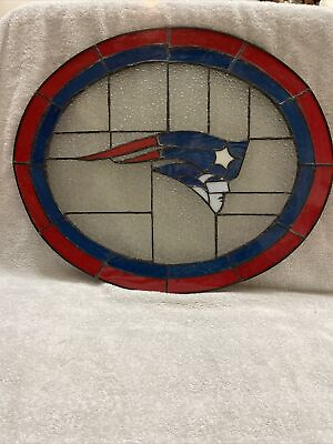 #ad New England Patriots Oval Shaped Stained Glass 15.75”x19quot;