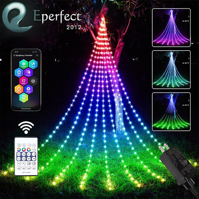 #ad #ad Christmas Tree Waterfall Lights 160LED RGB Color Changing for Indoor Outdoor