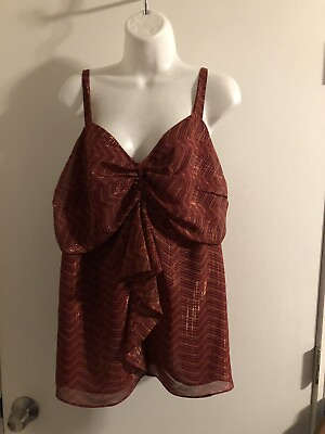#ad Lane Bryant size 18 W lined strap top gold sparkle MultiRed￼ top