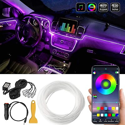 #ad #ad 6M Car RGB Interior Ambient LED Strip Light APP Music Control Atmosphere Lamps