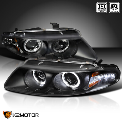 #ad Black Fits 1997 2000 Dodge Avenger LED Halo Projector Headlights Lamps LR 97 00