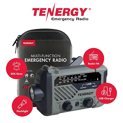 #ad Tenergy Emergency Solar Hand Crank Weather Radio Power Bank Charger Flash Light