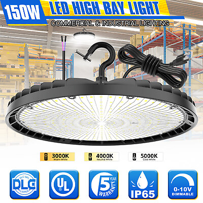 #ad 150W LED High Bay Light Commercial Garage Light 3K 4K 5000K Adjustable US Plug