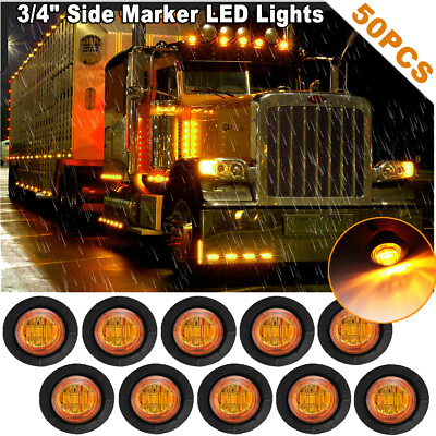#ad #ad 50pcs Mini Amber Round 3 4#x27;#x27; LED Light for Boat Truck Trailer Side Marker Light
